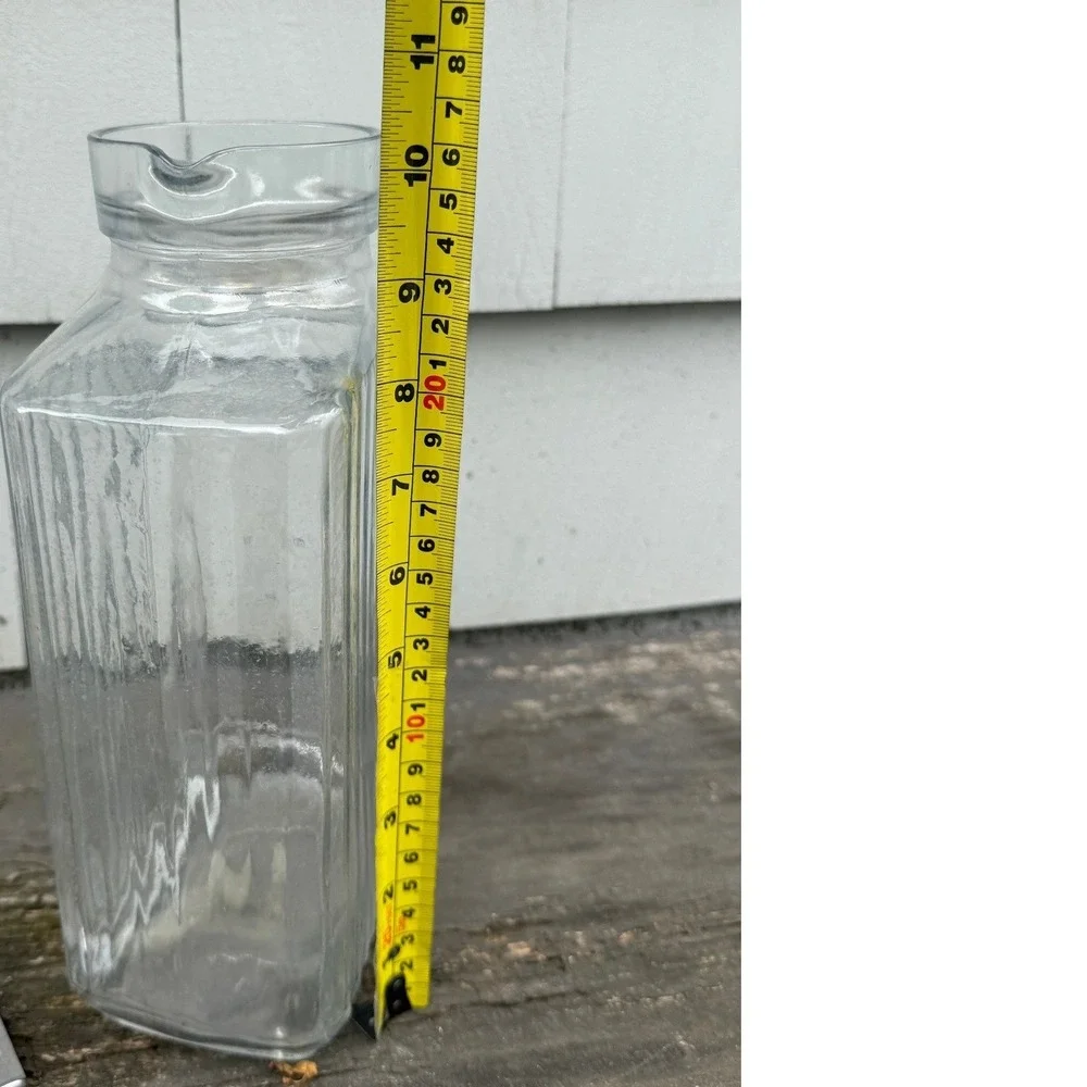 Anchor Hocking Vintage Ribbed‎ Clear Glass Refrigerator Juice Carafe Pitcher USA